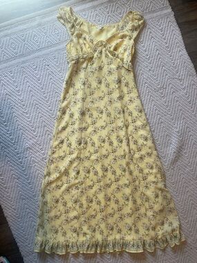 Max Studio Yellow Floral Ruffle Slip Dress